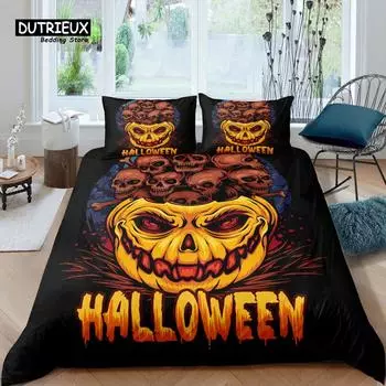 Home Living Luxury 3d Halloween Skeleton Bedding Set Duvet Cover Set Pillowcase Kids Bedding Set Queen and King EUUSAUUK Size EU Single 135x200cm