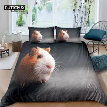 Home Living Luxury 3D Hamster Bedding Set Duvet Cover Pillowcase Kids Bedding Set Queen and King EU/US/AU/UK Size EU single(135x200cm)