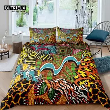 Home Living Luxury 3D Leopard Bedding Set Duvet Cover Pillowcase Kids Bedding Set Queen and King EU/US/AU/UK Size EU single(135x200cm)