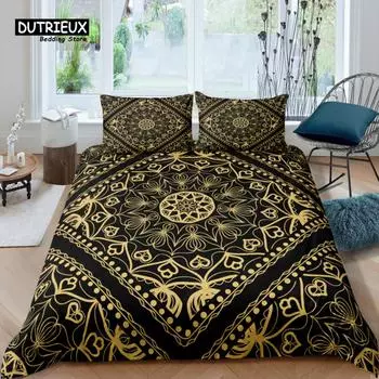 Home Living Luxury 3D Mandala Bedding Set Girl Duvet Cover Set Pillowcase Kids Bedding Set Queen and King EU/US/AU/UK Size EU single(135x200cm)