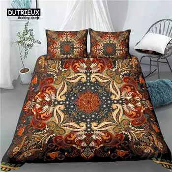 Home Living Luxury 3D Mandala Print 2/3Pcs Comfortable Duvet Cover PillowCase Bedding Sets EU/US/AU Size EU single(135x200cm)