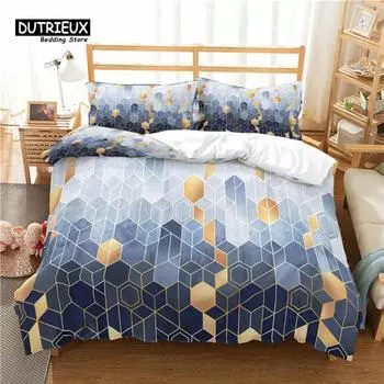 Home Living Luxury 3D Marble Grid Print 23Pcs Comfortable Duvet Cover PillowCase Bedding Sets Queen and King EUUSAU Size EU Single 135x200cm