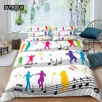 Home Living Luxury 3D Music Dance Bedding Set Comfortable Duvet Cover Set Kids Bedding Set Queen and King EU/US/AU/UK Size EU single(135x200cm)