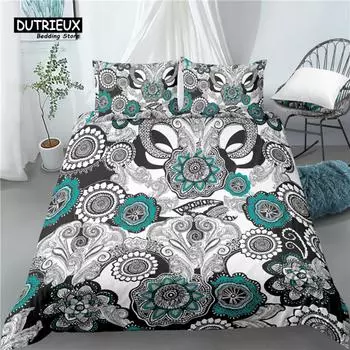 Home Living Luxury 3D Ornamental Geometric Print 2/3Pcs Comfortable Duvet Cover PillowCase Bedding Sets Queen and King Size US Queen(228x228cm)