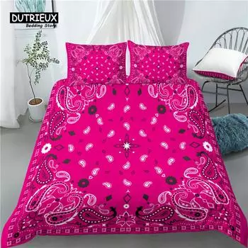 Home Living Luxury 3D Paisley Bandana Print 2/3Pcs Soft Duvet Cover and PillowCase Kids Bedding Set Queen and King EU/US/AU Size EU single(135x200cm)