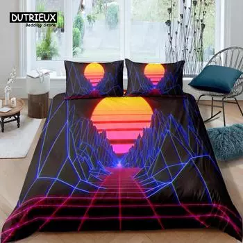 Home Living Luxury 3D Print Sun Bedding Set Mountain Duvet Cover Pillowcase Queen and King EU/US/AU Size Polyester Bedding 150x200cm 3pcs