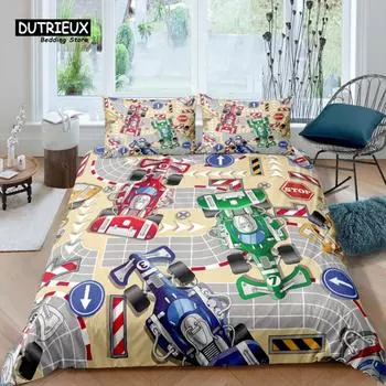 Home Living Luxury 3D Racing Car Bedding Set Athlete Duvet Cover Pillowcase Queen and King EU/US/AU/UK Size Comforter Bedding EU single(135x200cm)