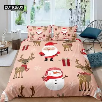 Home Living Luxury 3D Santa Claus Bedding Set Duvet Cover Pillowcase Kids Bedding Set Queen and King EUUSAUUK Size 70x133cm 2pcs