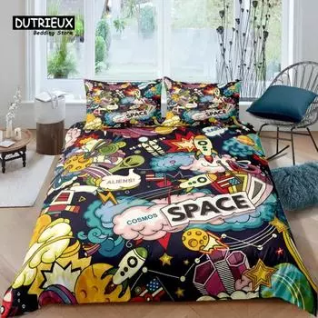 Home Living Luxury 3D Space Bedding Set Duvet Cover Pillowcase Kids Bedding Set Queen and King EUUSAUUK Size EU Single 135x200cm