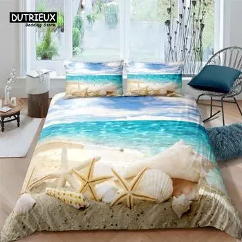 Home Living Luxury 3D Starfish Print 2/3Pcs Comfortable Duvet Cover PillowCase Bedding Sets Kids Queen and King EU/US/AU Size EU single(135x200cm)