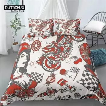 Home Living Luxury 3D Street Racers Print 23Pcs Comfortable Duvet Cover PillowCase Bedding Set Queen and King AUEUUS Size EU Single 135x200cm
