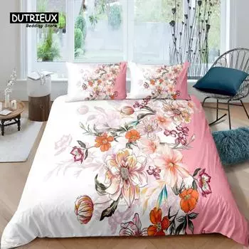 Home Living Luxury 3D White Rose Print Bedding Set Flower Duvet Cover Pillowcase Queen and King EUUSAU Size Polyester Bedding EU Single 135x200cm