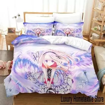 Home Living Luxury Angel Girl Bedding Set Single Twin Full Queen King Size Bed Set Adult Kid Bedroom Duvet cover Sets Anime Bed 70x133cm 2pcs
