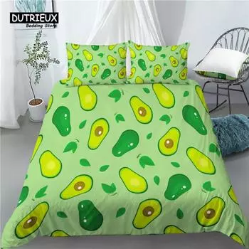 Home Living Luxury Avocado Print 2/3Pcs Comfortable Duvet Cover PillowCase Bedding Set Queen and King EU/US/AU Size EU single(135x200cm)