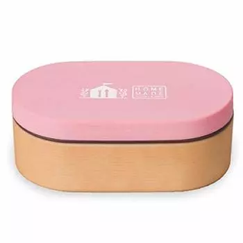 HOME MADE Wood Grain Oval Bento Pink Single Tier Type 600ml 4776936