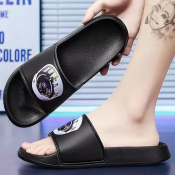 Home men s slippers summer new non-slip sandals beach shoes trend cool indoor slippers slippers 39 чёрный