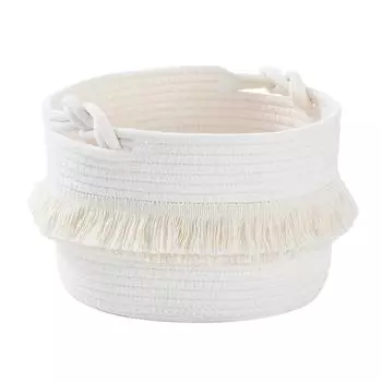 Home Office Hotel Rustic Style Cotton Rope Woven Tassel Storage Basket Living Room Toys Diapers Sundries Baskets