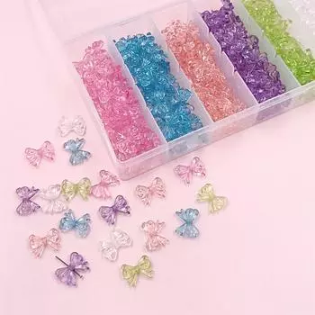 Товары для вечеринок 15 мм*19 мм с иглой Акриловые бусины Серьги Ожерелье Браслет Аксессуары В форме банта DIY 1 Набор 6-ячеечная коробка эластичная нить Style 1