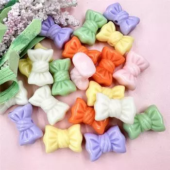 Home Party Supplies 16*23mm Bowknot Macaron Solid Color Fashion Jewelry Accessories Bracelet 20Pcs Making Mobile Phone Chain Materials DIY Beads оранжевый