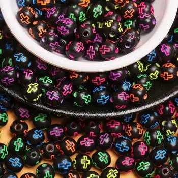 Товары для вечеринок 20 шт. акриловый брелок круглый крест браслет ожерелье аксессуары DIY свободные бусины материал 7 мм мода ручная работа изготовление ювелирных изделий