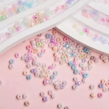 Home Party Supplies 2/3/4mm Cream Series Loose Beads Fashion Keychain Necklace Bracelet DIY Accessories Glass Handing Craft Pendant Earring 2mm/3000pcs разноцветный