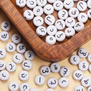 Home Party Supplies DIY 6.5mm Jewelry Gifts Beads Handmade Bracelet Necklace Arabic Acrylic Accessories 100Pcs Round Fashion