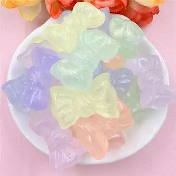 Home Party Supplies Jewelry Making Handmade Material 16.2*24.2mm Bow 20Pcs Acrylic Charms Colorful Exquisite Loose Beads With Hole DIY оранжевый