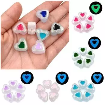 Товары для вечеринок, яркие, блестящие, ручной работы, персиковые бусины в форме сердца, изысканные, для изготовления браслетов, сережек, 5 шт., материал для самостоятельной бижутерии, модные аксессуары озеро синий