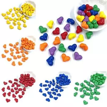 Home Party Supplies Pendant Necklace Bracelet 10Pcs 12*16mm Solid Color Heart Loose Beads DIY Jewelry Making Wholesale Findings фиолетовый