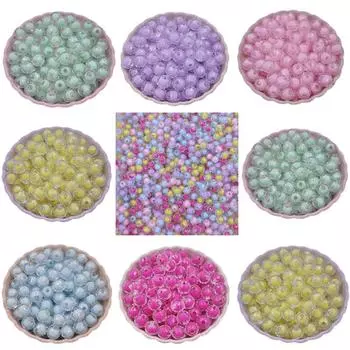 Home Party Supplies Spacer Transparent Acrylic Round Wholesale Loose Beads Two-layer Jewelry Making 40/20Pcs 8/10mm Solid Colour Craft DIY 10mm 20Pcs разноцветный