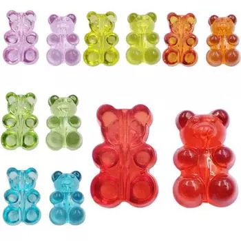 Home Party Supplies Transparent Bear Pendant Candy Color 50Pcs 19*12mm Handing Craft For Jewelry Making DIY Accessories Necklace Bracelet оранжевый