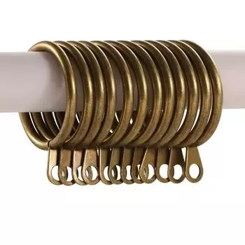 Home Practical Metal Low Noise Curtain Rings Roman circle For Curtains Rods Hanging Hooks brass-6PCS