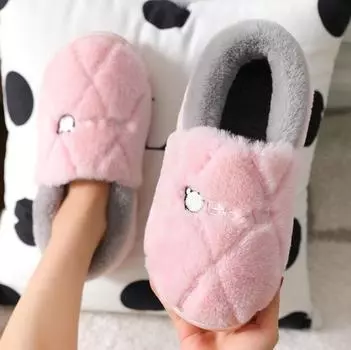 Home Slipper Women Men Cartoon Bear Fuzzy Winter Warm Plush Indoor Floor Non Slip Women House Room Shoes Footwear Furry Slipper 36-37