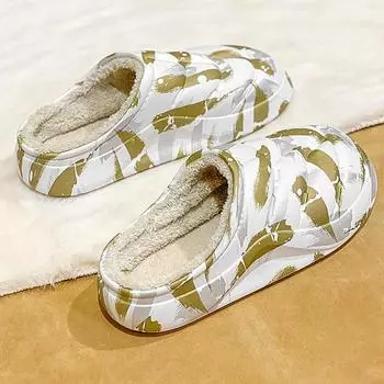 Домашние тапочки Plus Cotton Нескользящие водонепроницаемые уличные тапочки Eva Легко чистить Популярная модная зимняя теплая мужская обувь 36-37