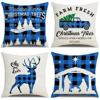 Home Sofa Nordic Festival Pillow Christmas Pillow Cover Linen Peach Skin Cushion Pillow Cover Does Not Include Pillow Core 45*45cm