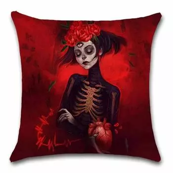 Home Sofa Seat Car Friend Office Gift Pillow Cover Skull Mexican Day of The Dead Goth Girl Linen Cushion pillow cases 45x45cm