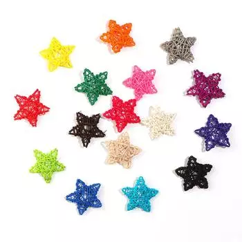 Home Supplies Christmas Artificial Rattan Ball Wedding Decoration Straw Ball Hanging Accessories natural-Star
