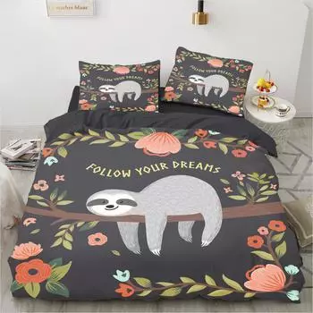 Home Textile 3D Printed Pattern Single Double Queen Quilt Cover Pillowcase (Three-piece Set) Bedding DE 135x200cm