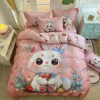 Домашний текстиль комплект из четырех предметов комплект из трех предметов покрывало с рисунком панды простыня пододеяльник четыре постельного белья Suitable for 1m2 bed 3pcs