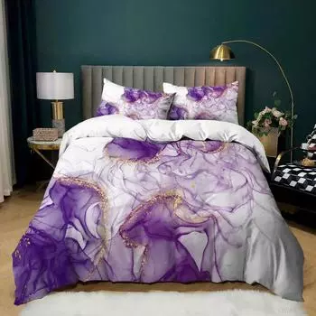 Home Textile Marble Texture Three-Piece Gradual Change Quilt Cover Digital Printing Bedding Batch 135 * 200 (two-piece set) 90g