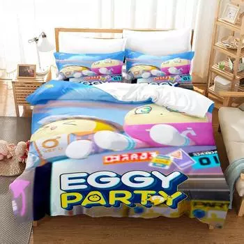 Home Textiles Eggy Party Bedding Set Pillowcases Single Twin Full Queen King Kids Bed Linen 3d Printed Game Eggy Duvet Covers EU Twin 135x200cm