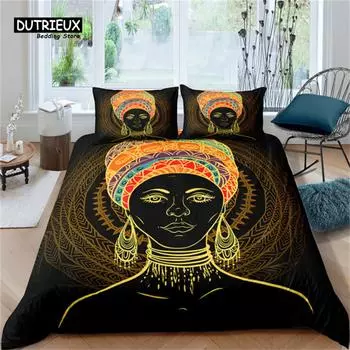 Home Textiles Luxury 3D Indian Woman Print 2/3Pcs Comfortable Duvet Cover PillowCase Bedding Set Queen and King EU/US/AU Size EU single(135x200cm)