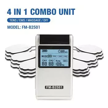 Домашний массажер для тела TENS EMS с 25 режимами терапии, обезболивающие электроды, импульсный стимулятор мышц, акупунктурный аппарат Tens белый