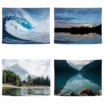 Home Wall Decoration Tapestry Ocean Spray Pattern Bedroom Living Room Tapestry 100x75cm