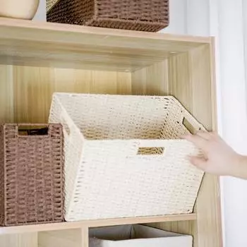 Home Woven Storage Basket Large Capacity Laundry Baskets Sundries Wardrobe Closet Organizer Clothes Toys Decor Panier Rangement