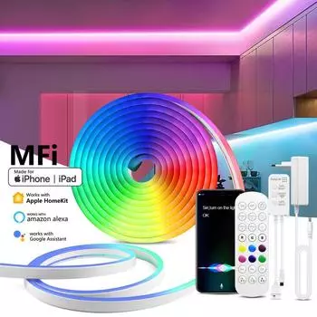 Homekit RGB светодиодные ленты неоновые огни Smart WiFi приложение Siri Control неоновая лента открытый садовый декор работа Alexa Google Apple Home с адаптером ЕС или США