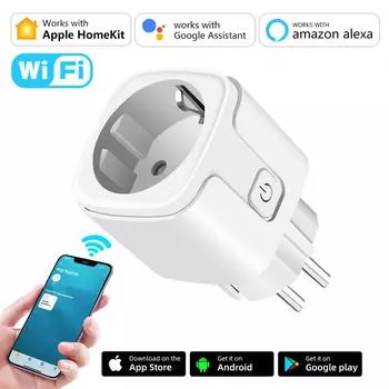 Homekit Smart Socket EU Smart Plug Электрическая розетка Беспроводной таймер Alexa WiFi Switch Работает с Apple Home kit Sir Vioce Control 1 x EU Socket