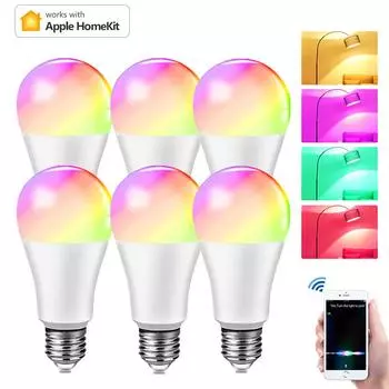 Homekit WIFI светодиодная умная лампа 9 Вт RGB RGBW с регулируемой яркостью Siri, голосовое управление, умная домашняя лампа, работает с Alexa Google Assistant 1PCS
