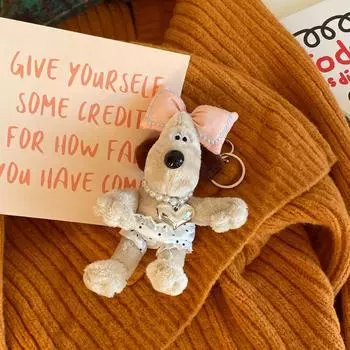 Homemade Rich Love Necklace, Lady Repair Hook Keychain, Cute Plush Pilot Puppy Doll Bag Pendant About 13cm