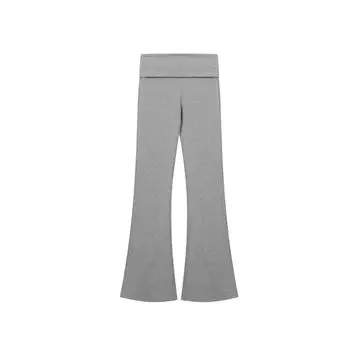 Homemade Summer Version Folding Waist Head Slightly Flared Mopping Pants Women Buttock Lifting Stretch Slim fit Slimming Quick-Drying Draping Pants Light gray (tall) S